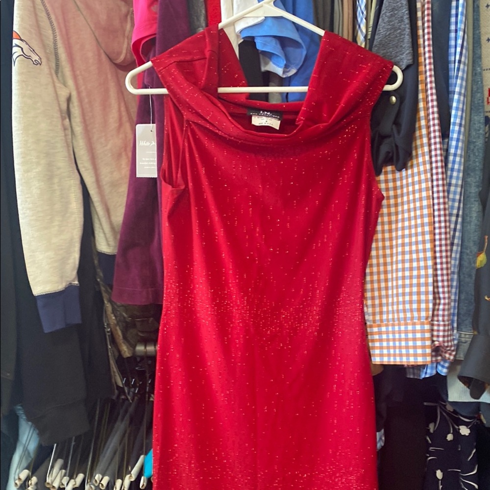 Cache Red Cowl Neck Sheath Dress for Night Out
